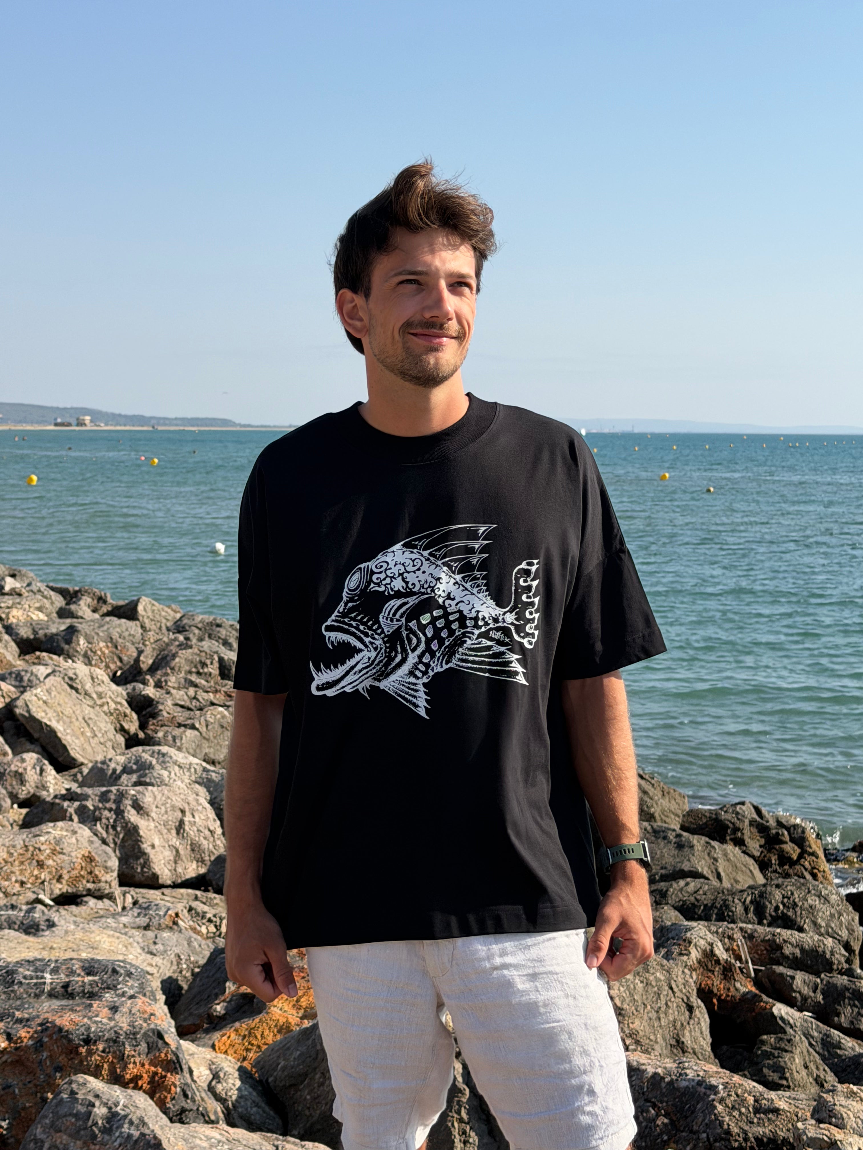 TEE-SHIRT HOMME POISSON MECHANT