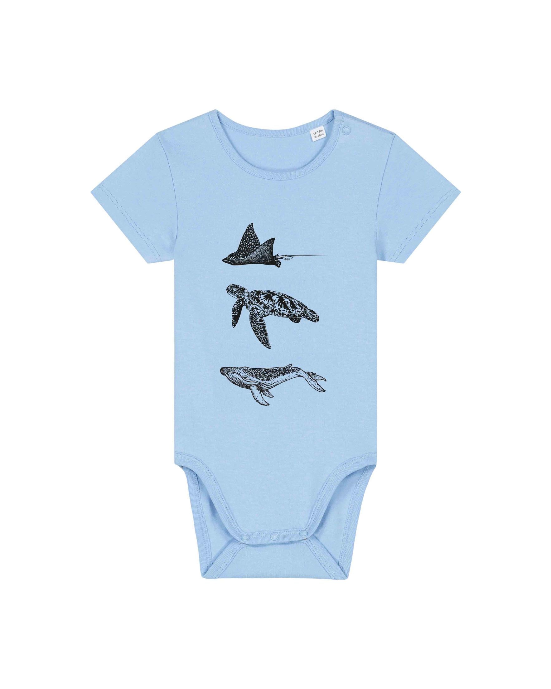 BODY BEBE RAIE - TORTUE VERTE - BALEINE