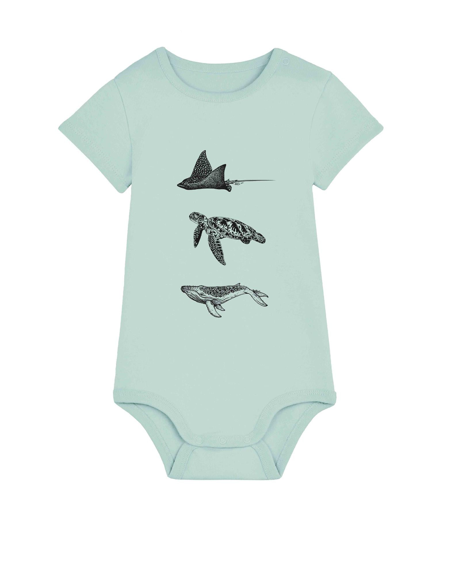 BODY BEBE RAIE - TORTUE VERTE - BALEINE